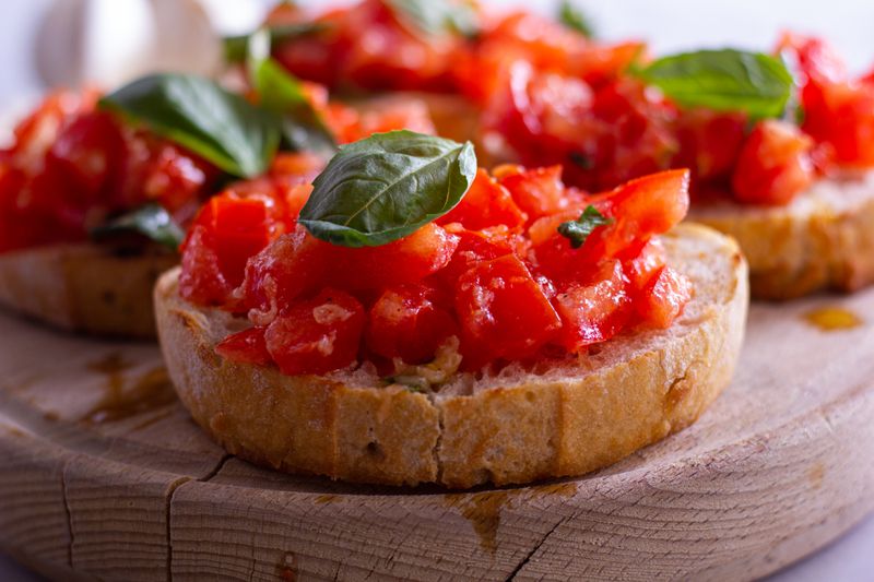 luce pizza bruschetta with fresh tomatoes